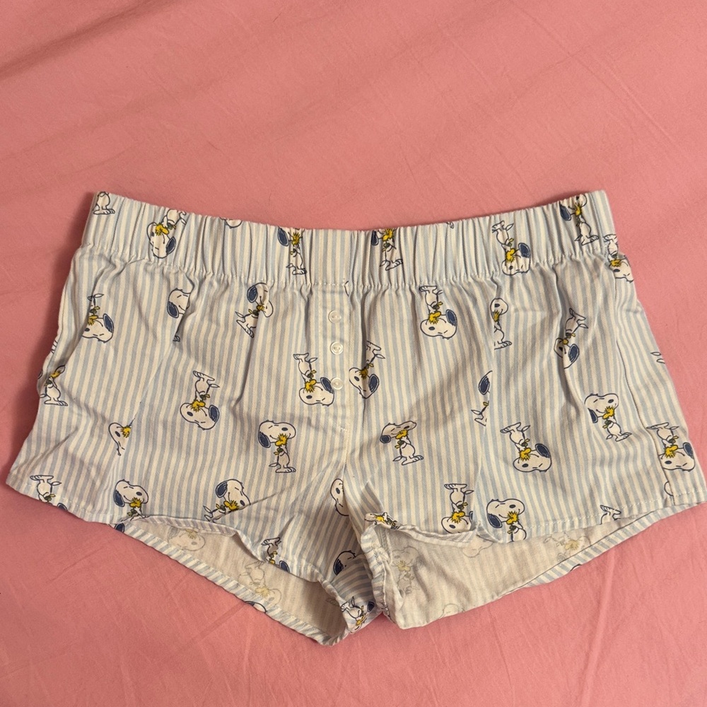 Peanuts Blue and White Striped Shorts